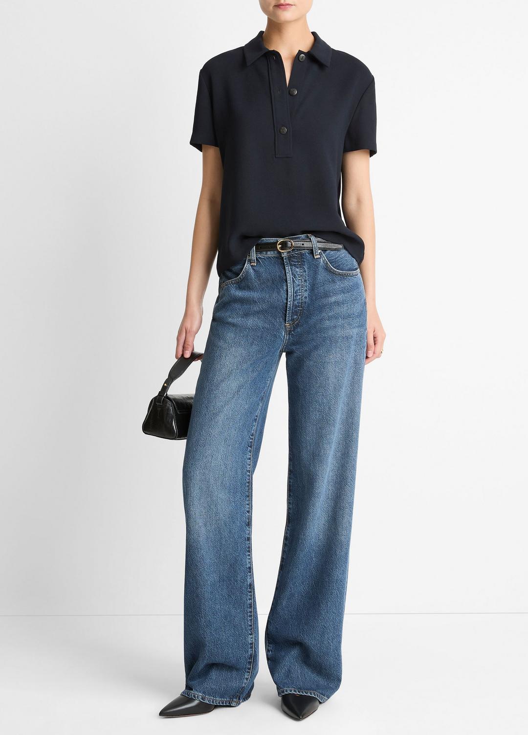 Crepe Polo Shirt in Short Sleeve