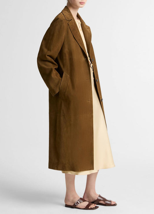 Suede Long Coat in Coats