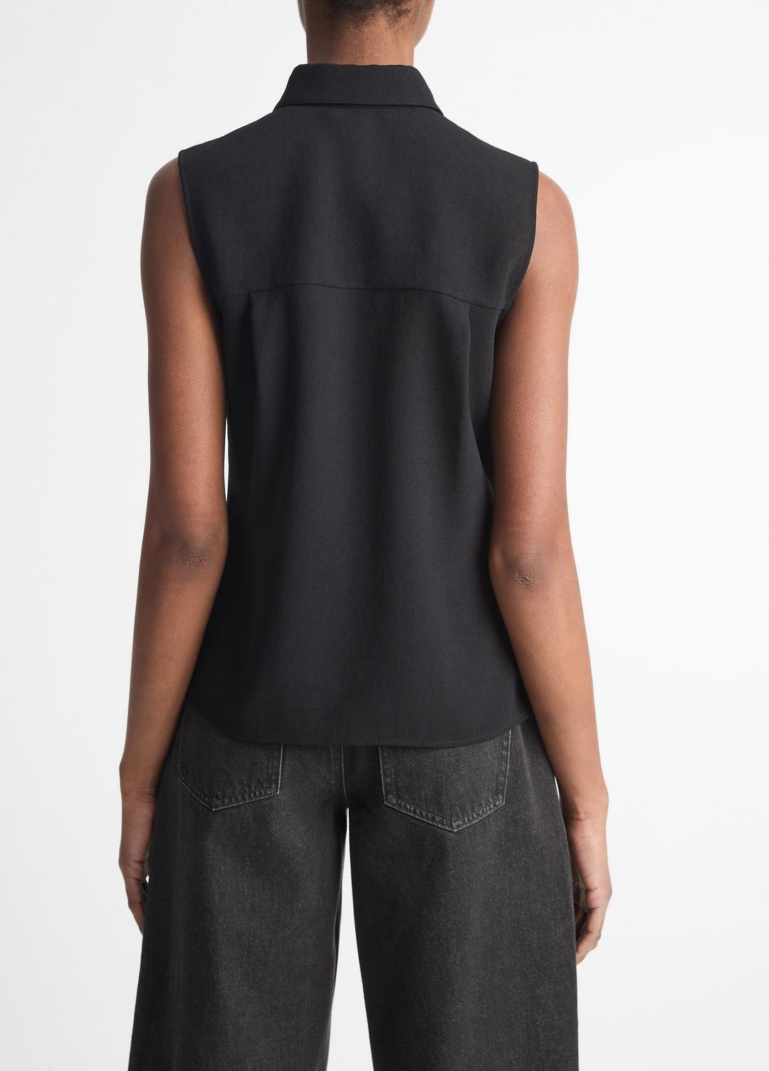 Sleeveless Button-Front Shirt in Short Sleeve