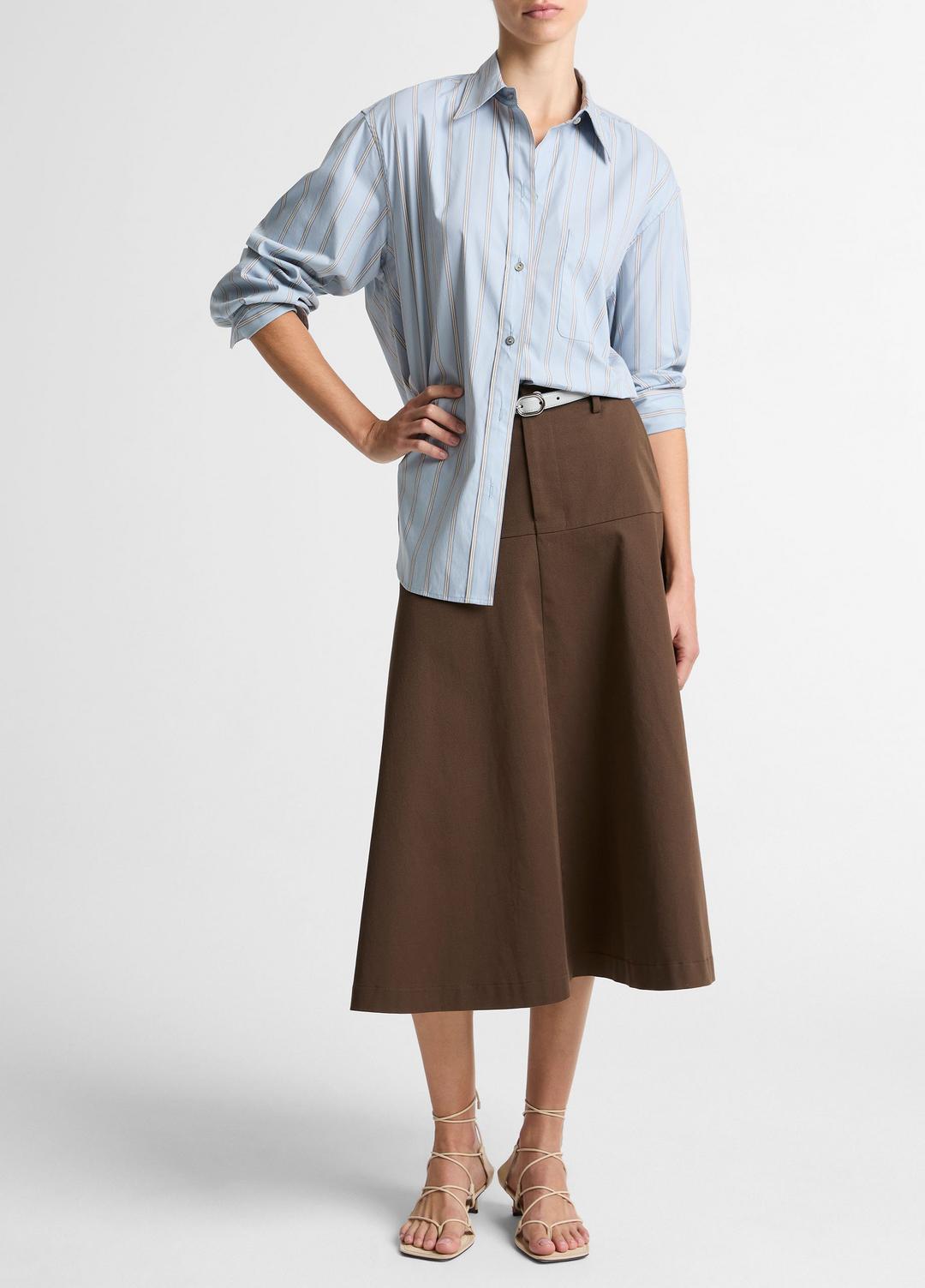 Striped Cotton-Blend Button-Front Shirt in Long Sleeve