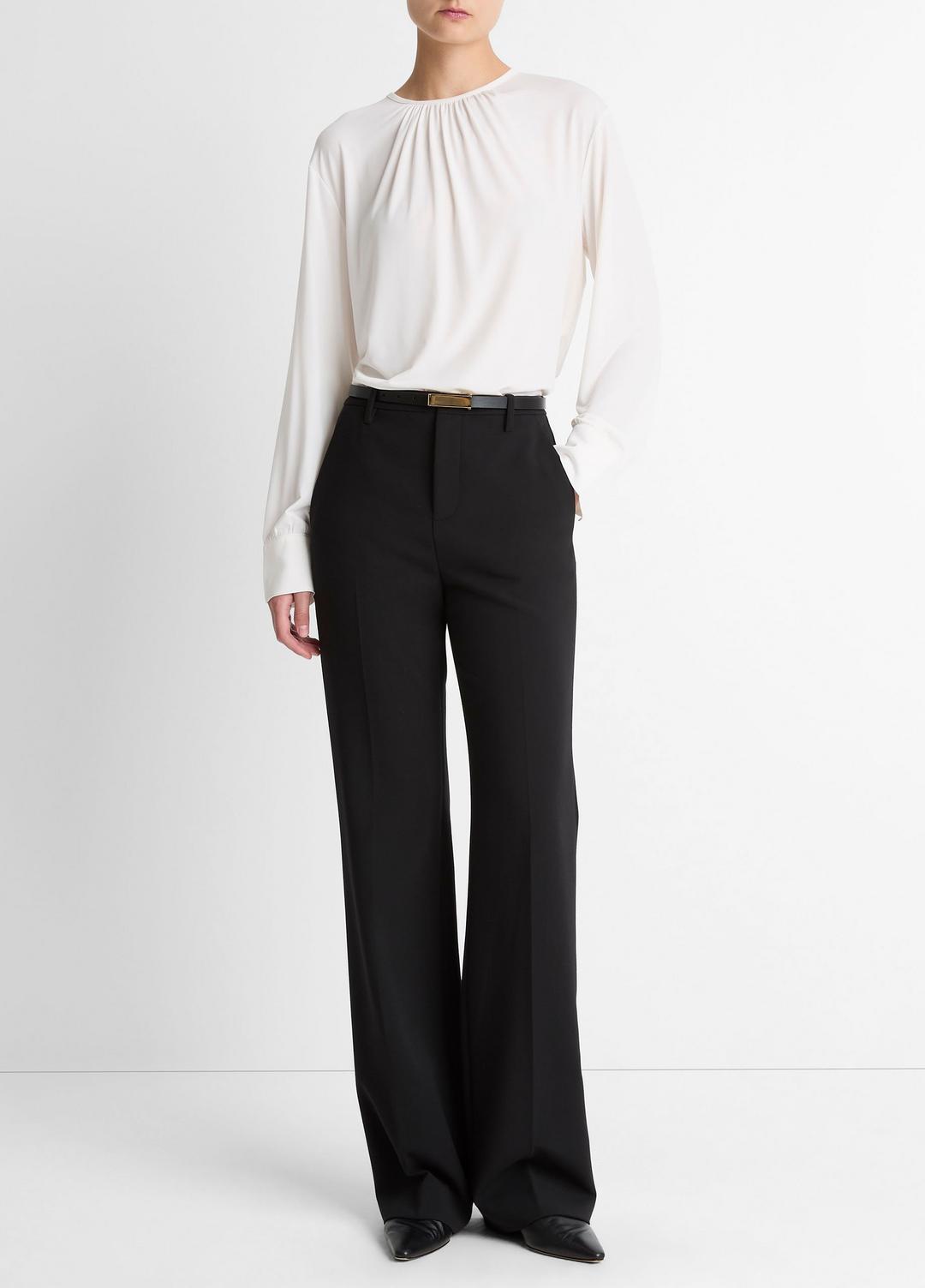 Matte Jersey Gathered Blouse in Long Sleeve