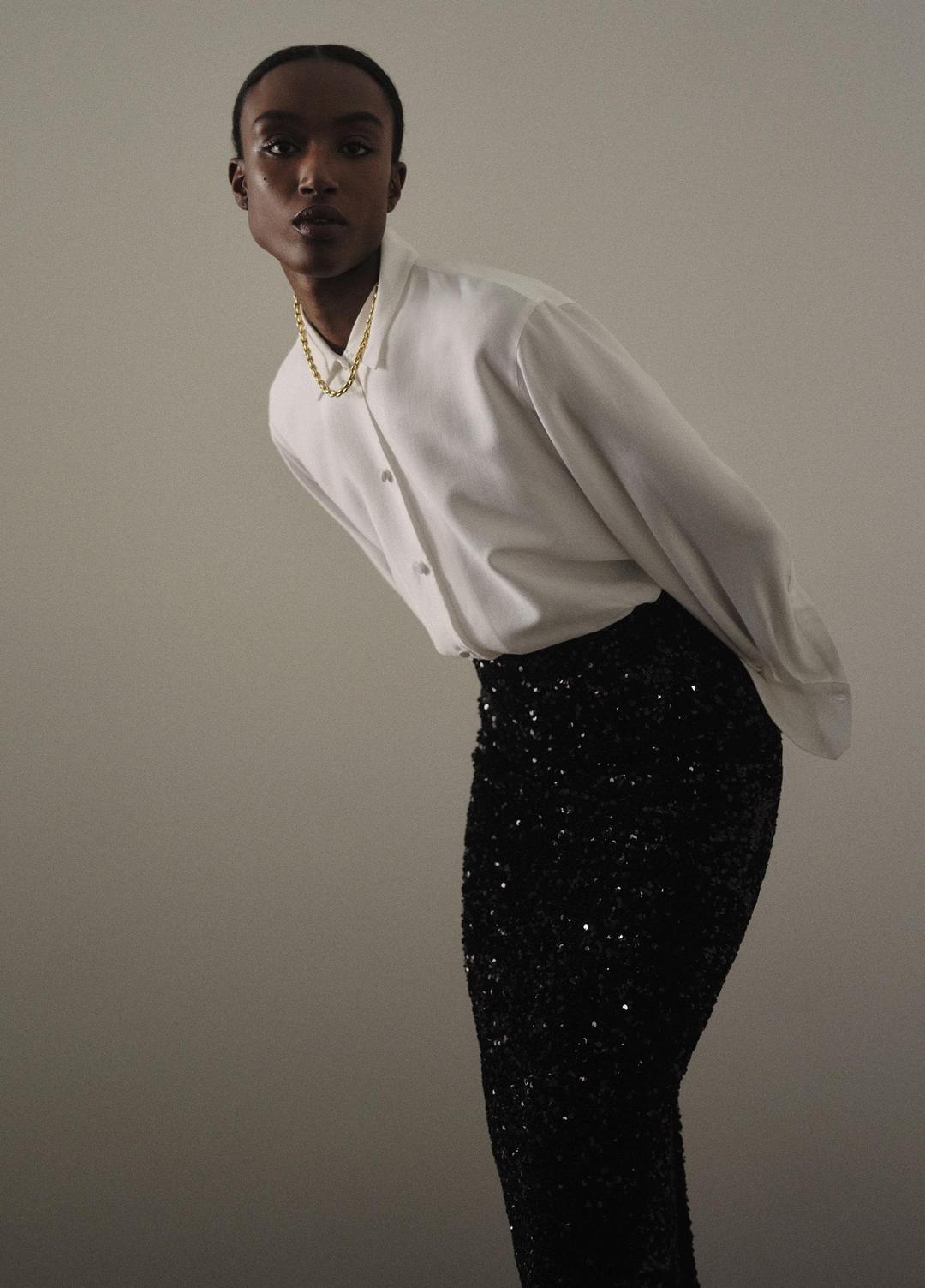 Sequined Velvet Column Skirt in Skirts