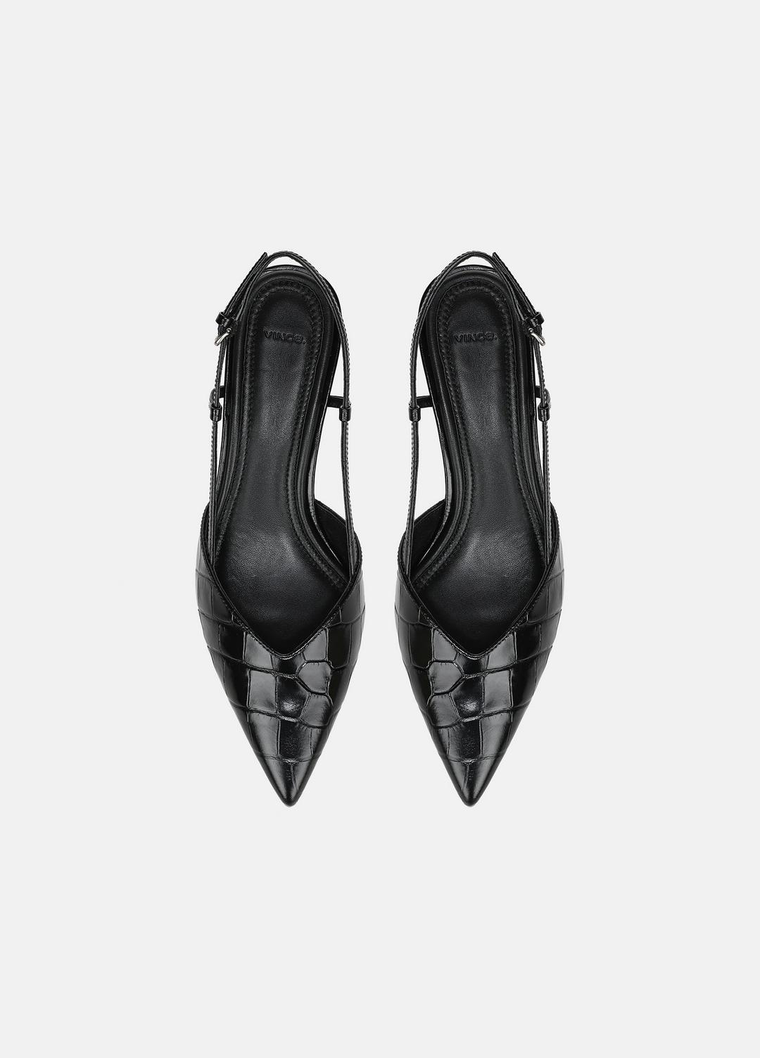 Levvy Croc-Embossed Leather Slingback Heel in Heels