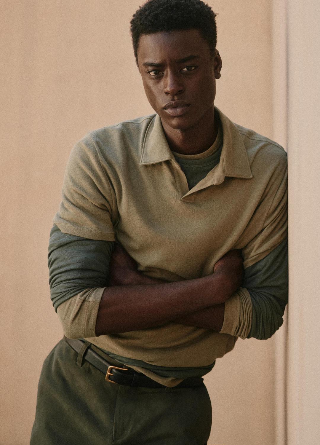 Cotton Johnny-Collar Polo Shirt in Henleys & Polos