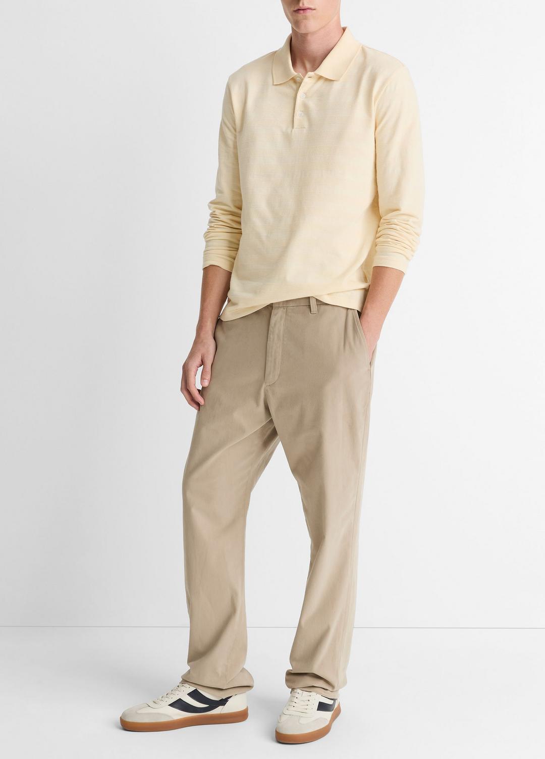 Jacquard-Stripe Cotton Long-Sleeve Polo Shirt in Long Sleeve