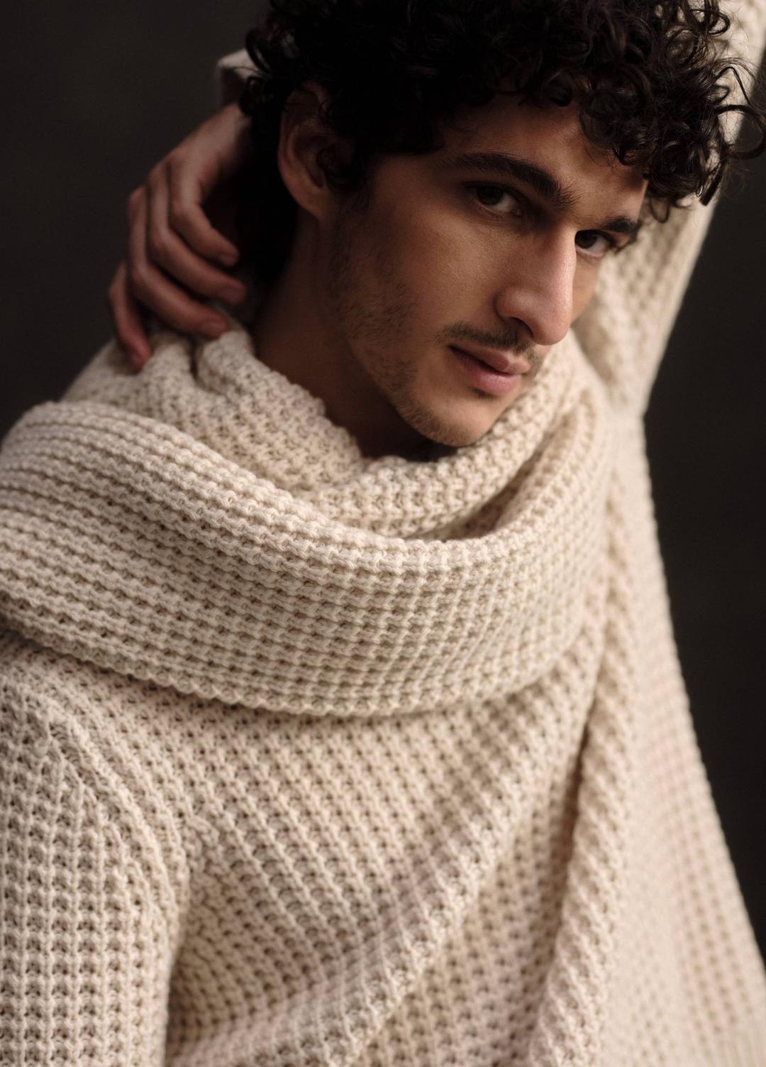 Macro-Waffle Crew Neck Sweater in Crew Neck
