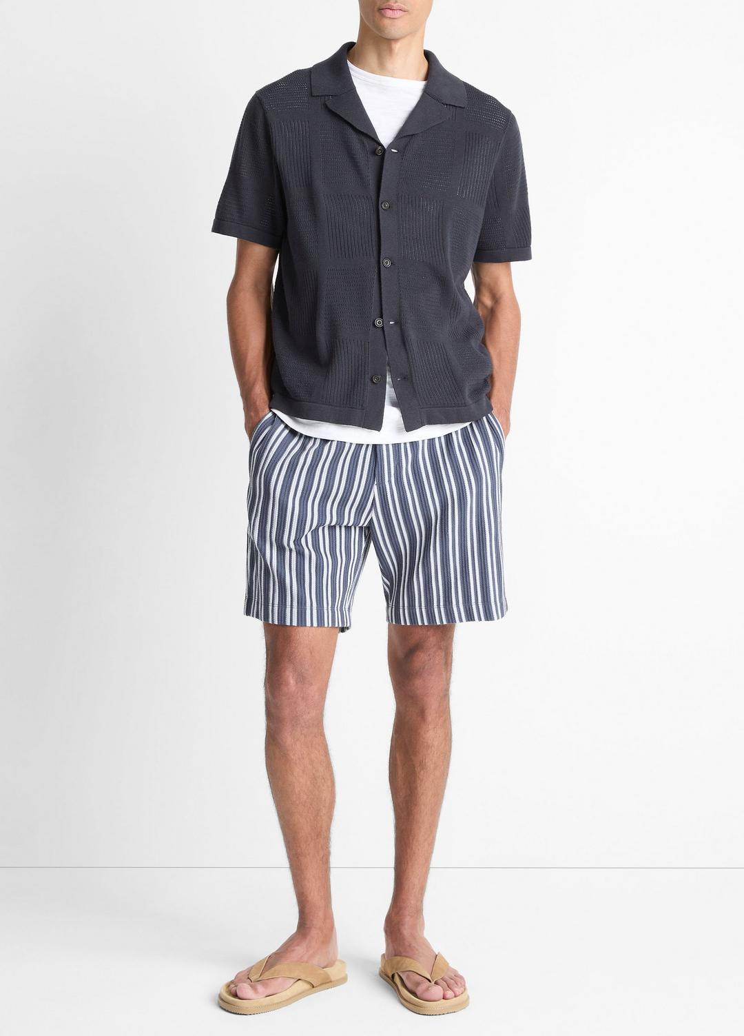 Patchwork Pointelle Short-Sleeve Shirt in Short Sleeve