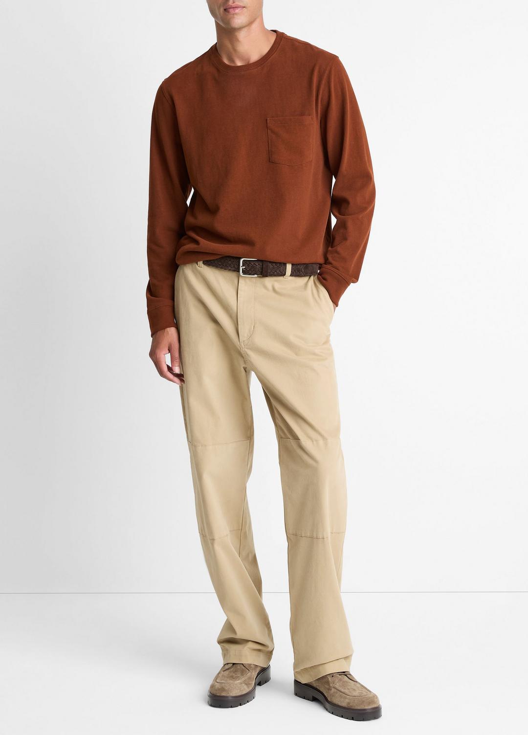 Sueded Jersey Long-Sleeve Pocket T-Shirt in Long Sleeve