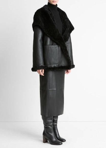 Shearling Hooded Jacket in Jackets