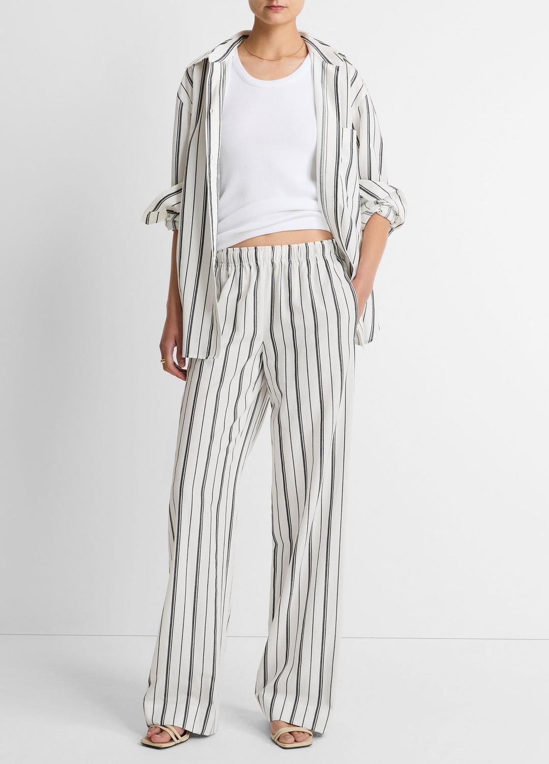 Resort Stripe Pull-On Pant in Wide Leg