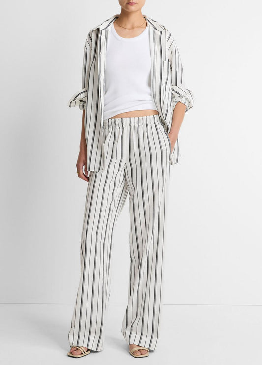 Resort Stripe Pull-On Pant in Wide Leg