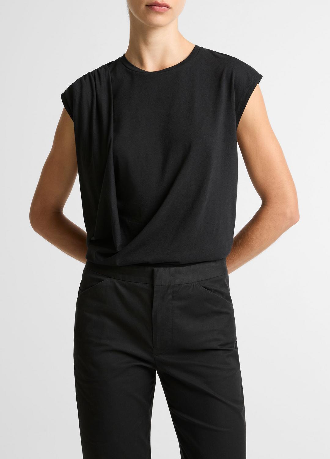 Pima Cotton-Blend Draped Relaxed Top in Tank Tops