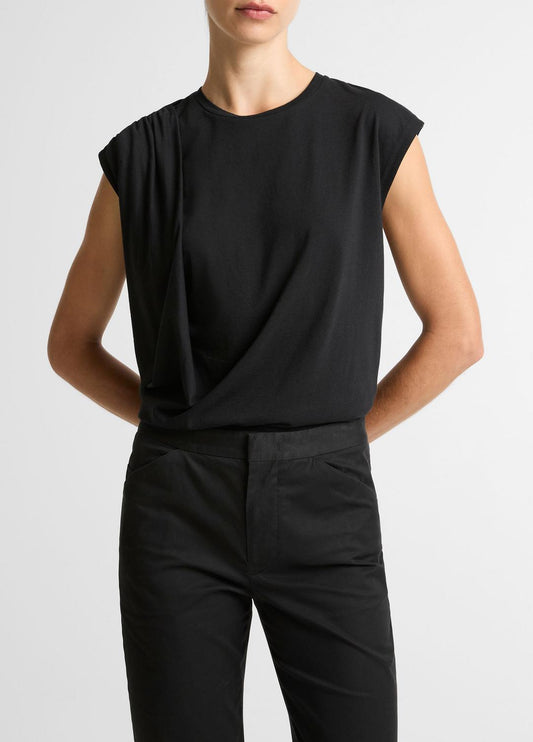 Pima Cotton-Blend Draped Relaxed Top in Tank Tops