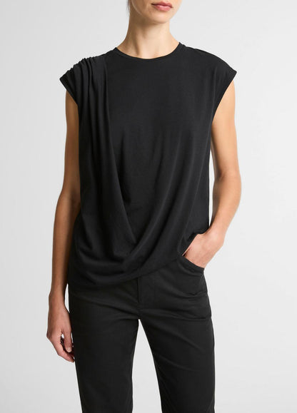 Pima Cotton-Blend Draped Relaxed Top in Tank Tops