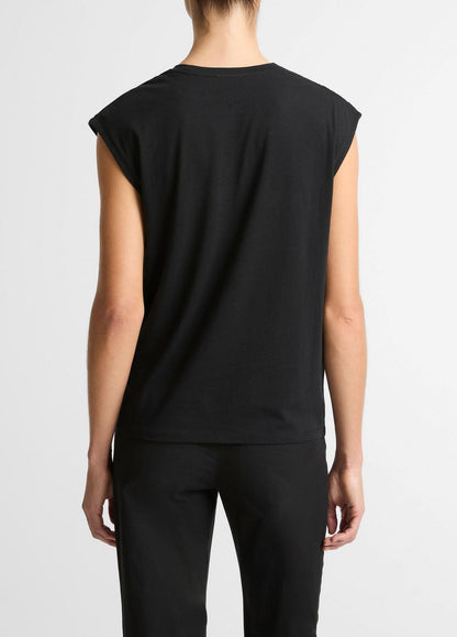 Pima Cotton-Blend Draped Relaxed Top in Tank Tops