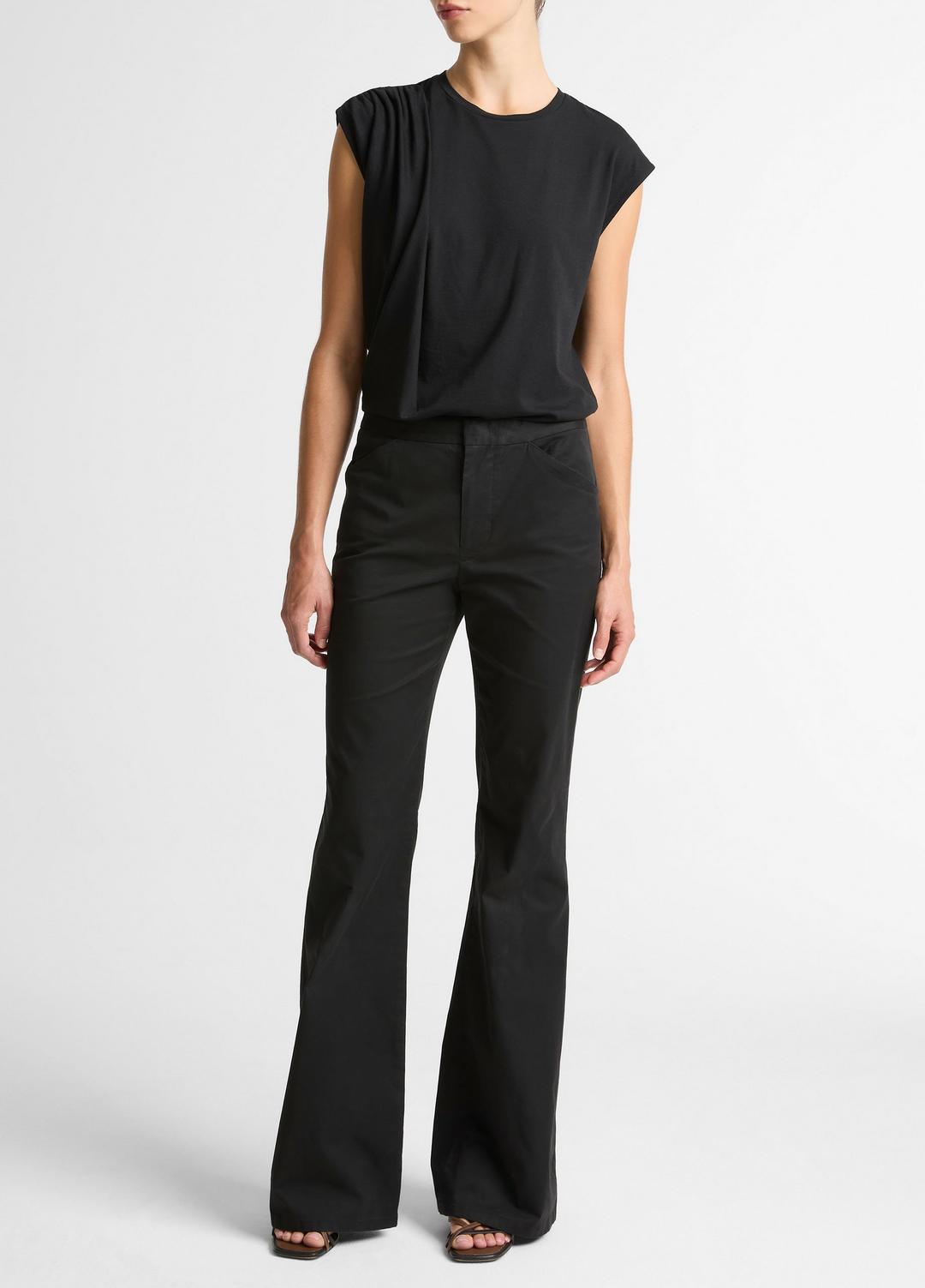 Pima Cotton-Blend Draped Relaxed Top in Tank Tops