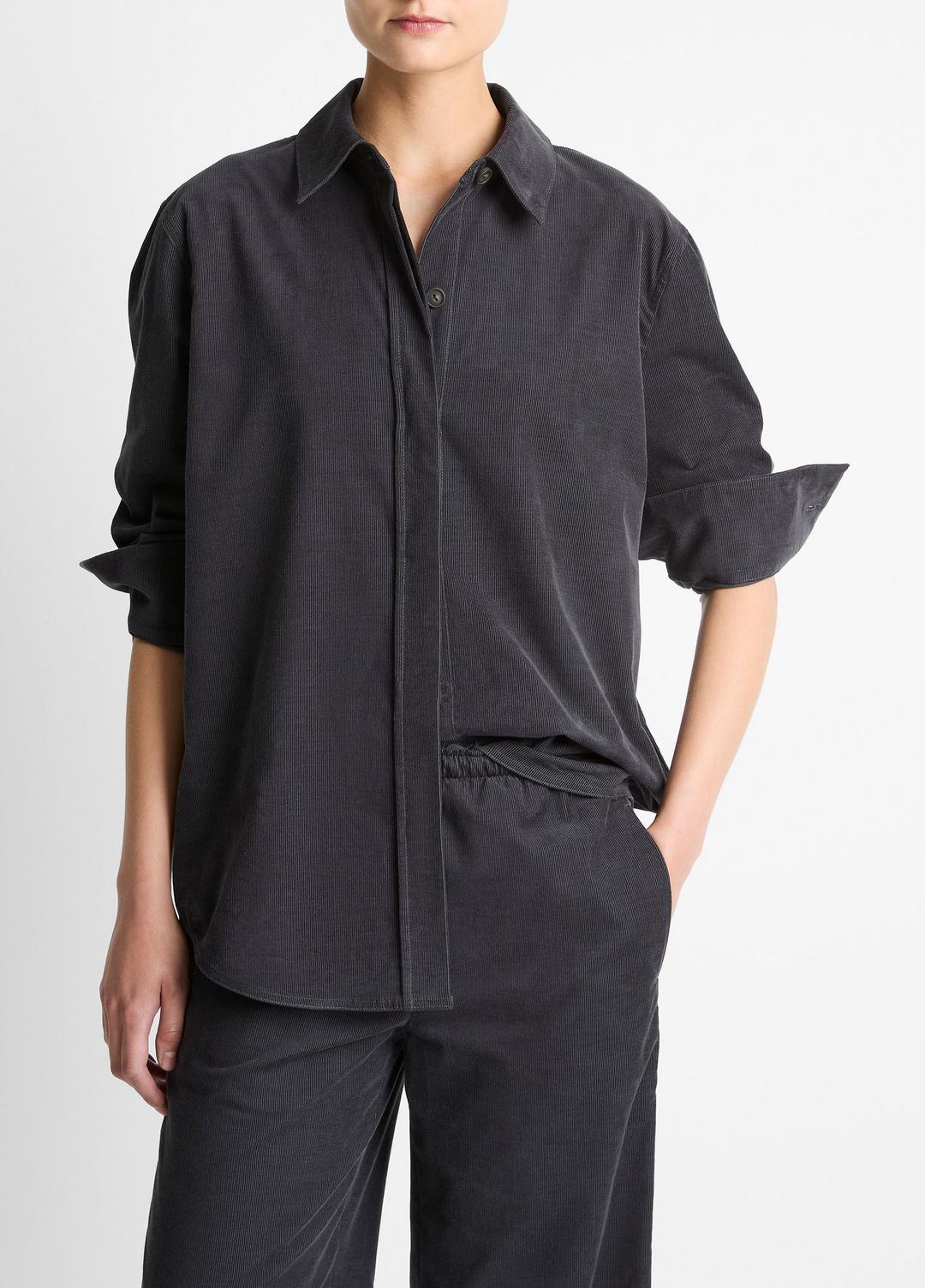 Cotton Corduroy Oversized Shirt in Long Sleeve