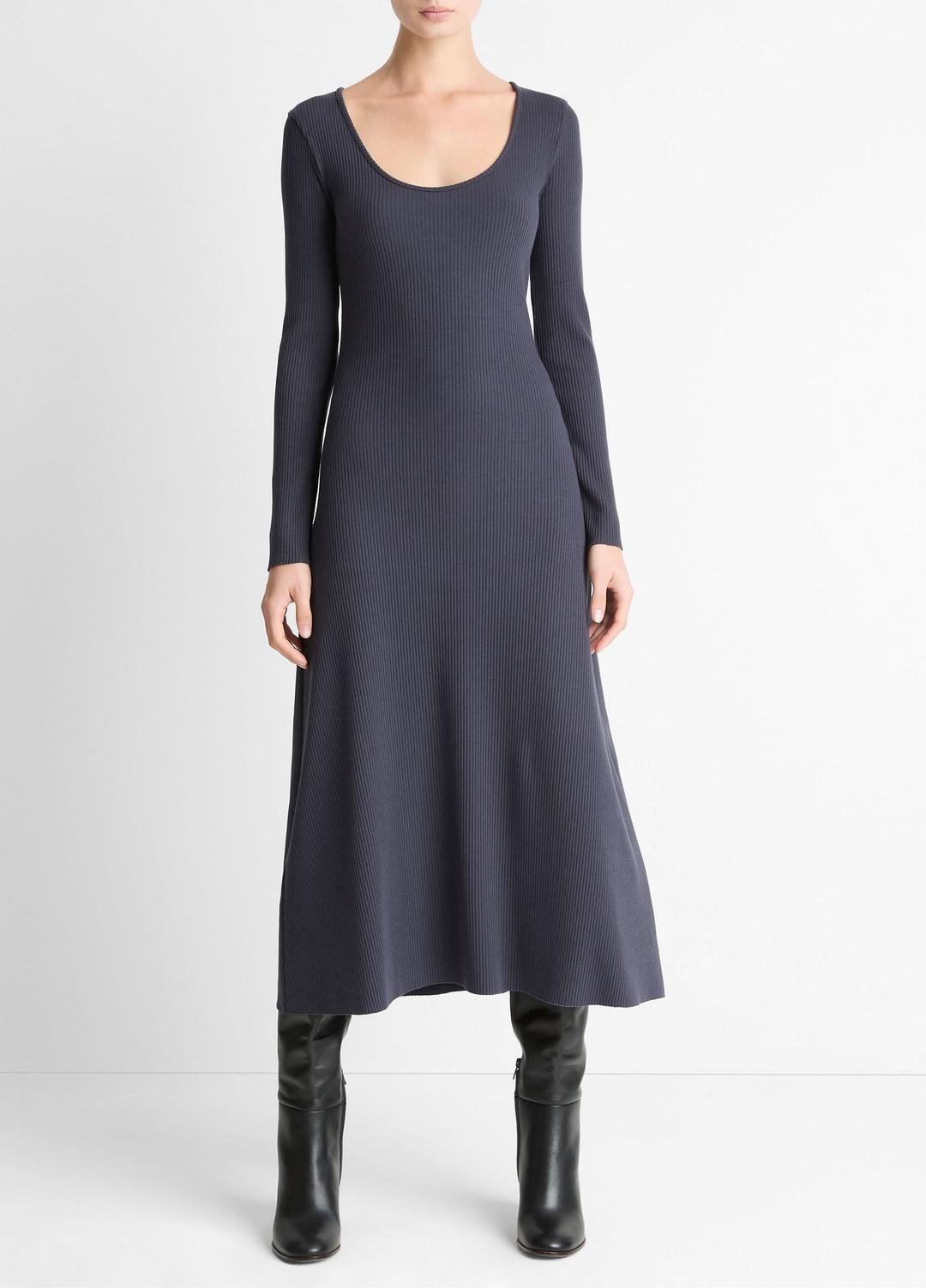 Ribbed Cotton-Blend Scoop-Neck Dress in Dresses
