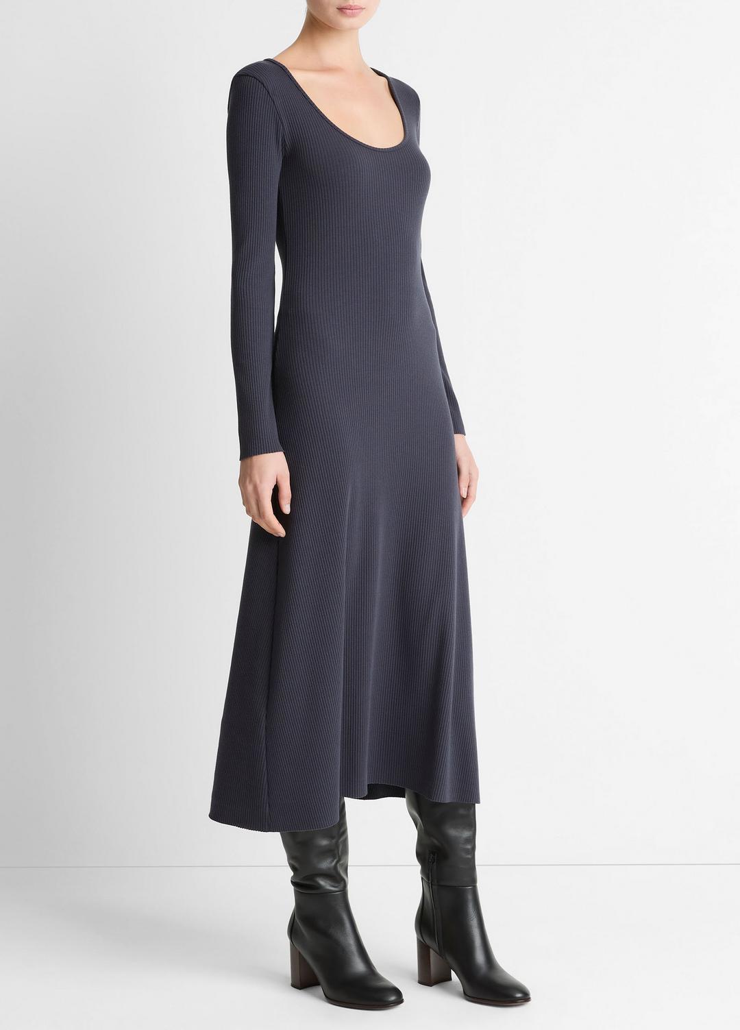 Ribbed Cotton-Blend Scoop-Neck Dress in Dresses