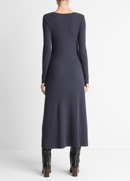 Ribbed Cotton-Blend Scoop-Neck Dress in Dresses