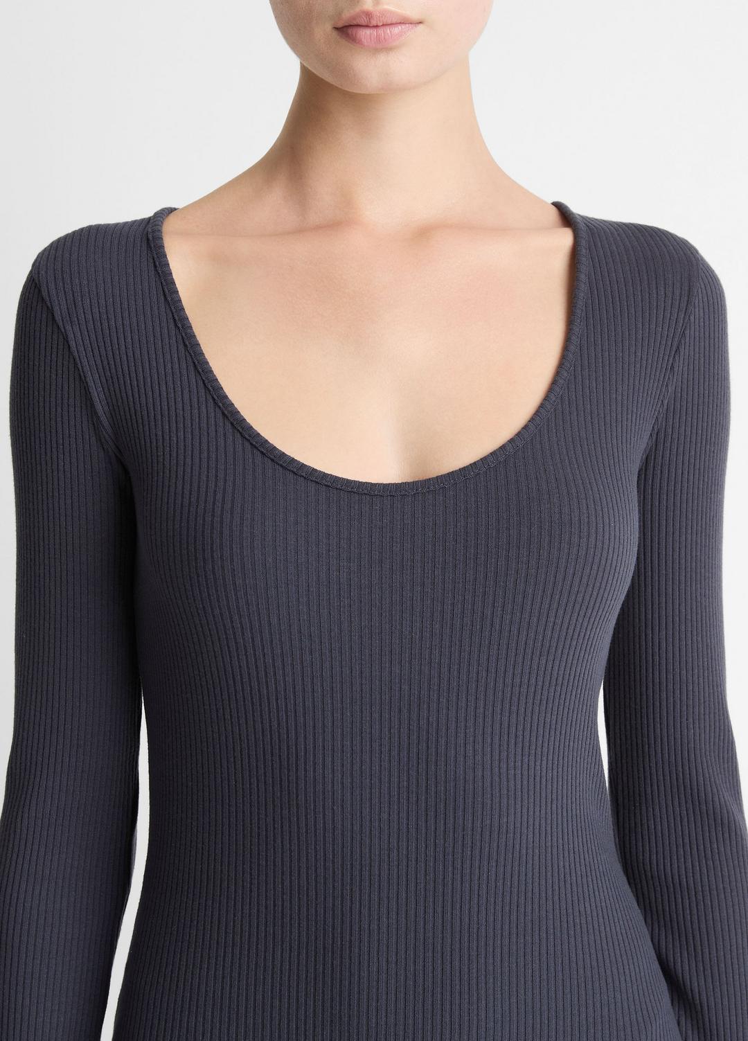 Ribbed Cotton-Blend Scoop-Neck Dress in Dresses