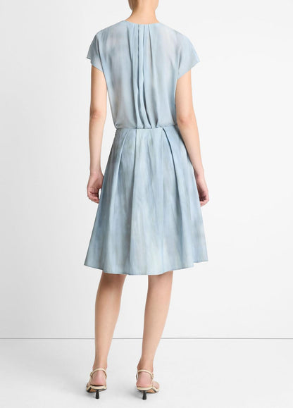 Washed Ombré Cotton Pleated Knee Skirt in Skirts