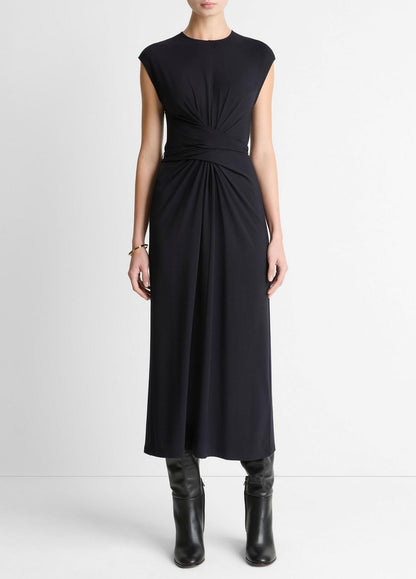 Jersey Wrap Midi Dress in Dresses