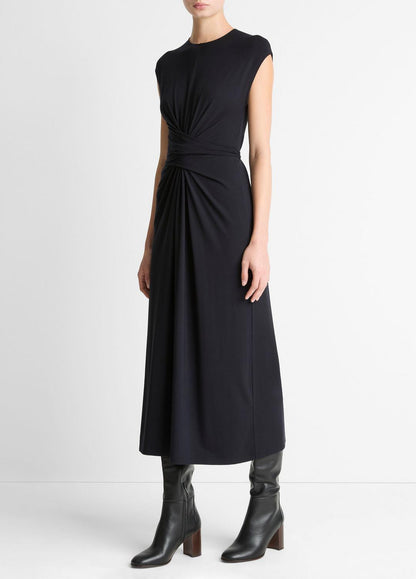 Jersey Wrap Midi Dress in Dresses