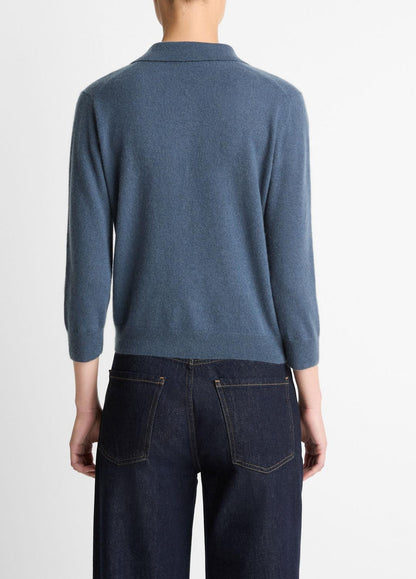 Cashmere-Silk Polo Sweater in Cashmere