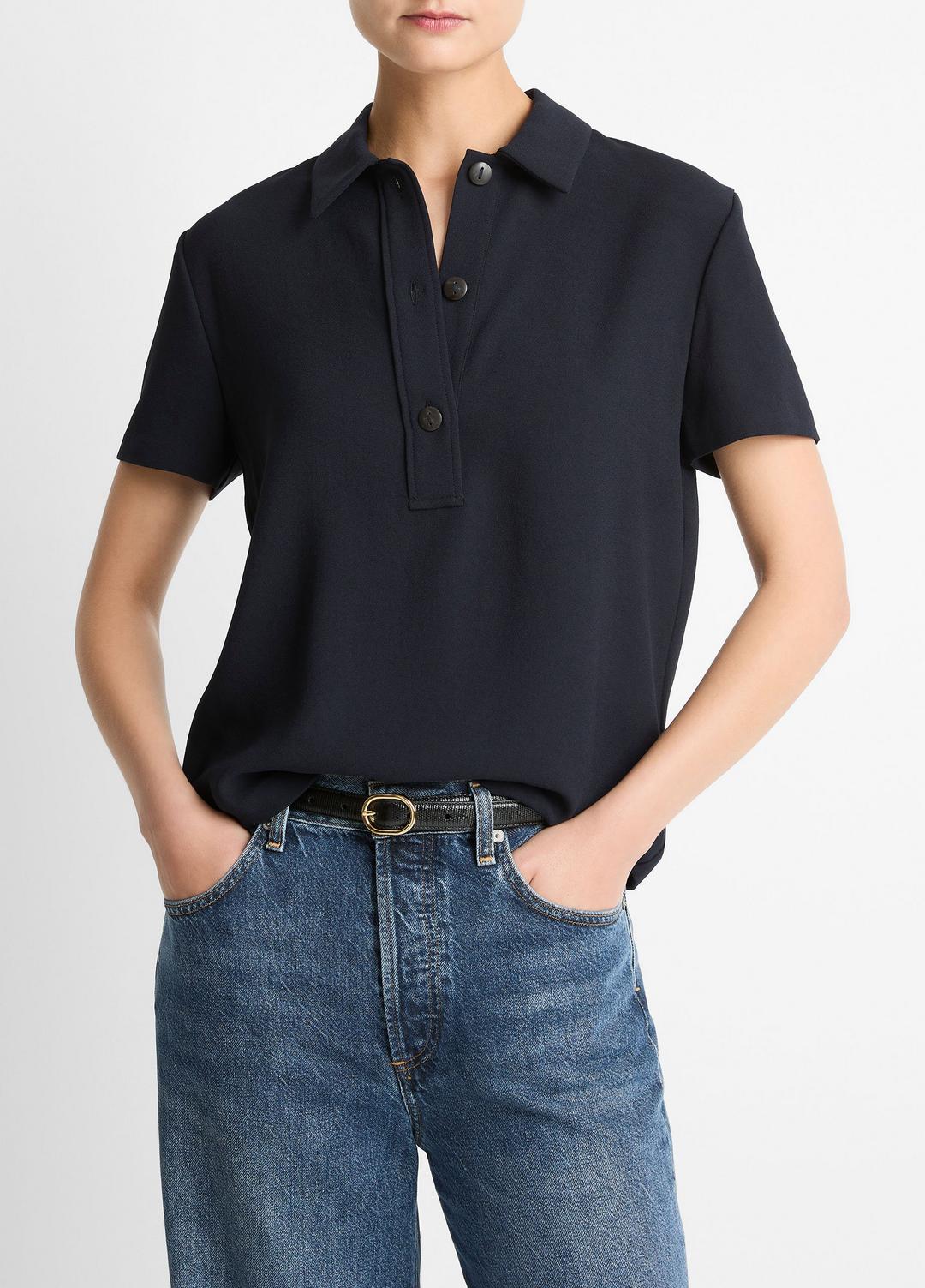 Crepe Polo Shirt in Short Sleeve