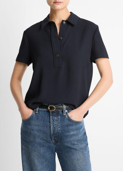 Crepe Polo Shirt in Short Sleeve