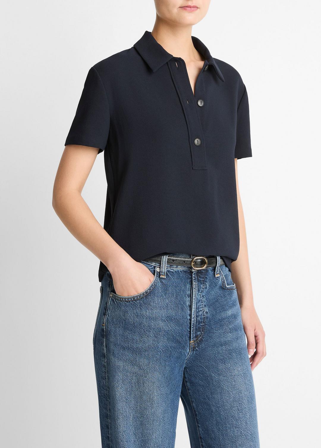 Crepe Polo Shirt in Short Sleeve