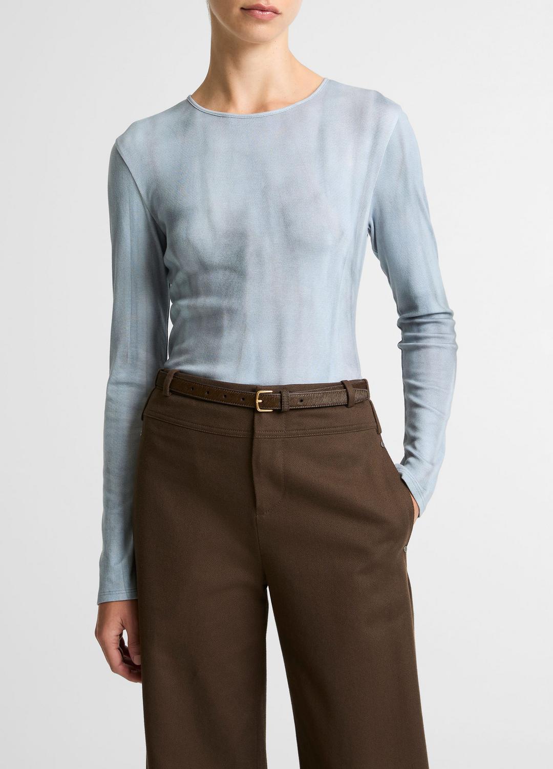 Washed Ombré Pima Cotton-Blend Long-Sleeve T-Shirt in Long Sleeve