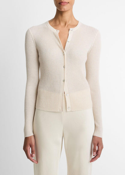 Ribbed Cashmere-Silk Cardigan in Cardigans