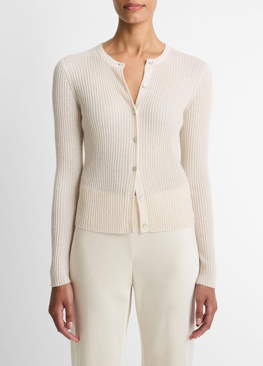 Ribbed Cashmere-Silk Cardigan in Cardigans