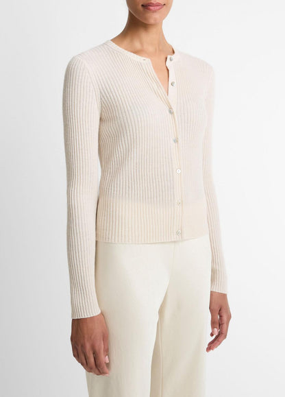 Ribbed Cashmere-Silk Cardigan in Cardigans