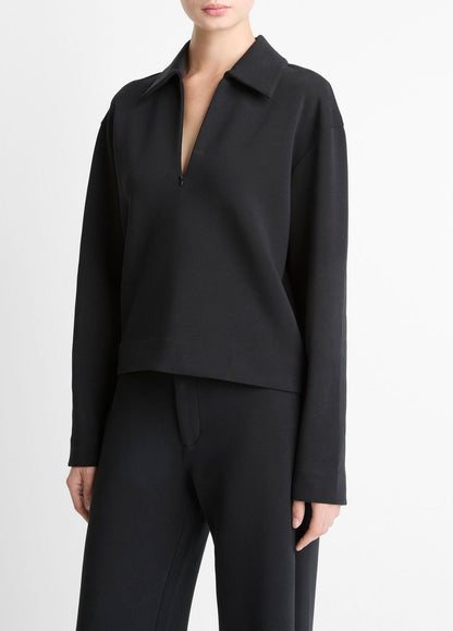 Cotton-Blend Half-Zip Pullover in Long Sleeve