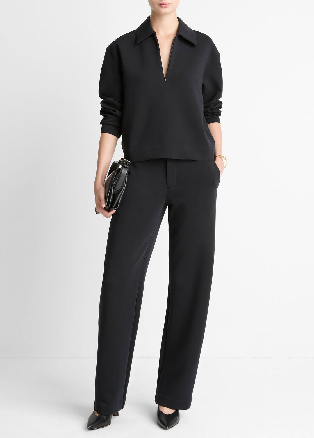Cotton-Blend Half-Zip Pullover in Long Sleeve