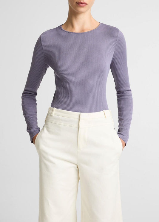 Ribbed Pima Cotton Long-Sleeve T-Shirt in Long Sleeve