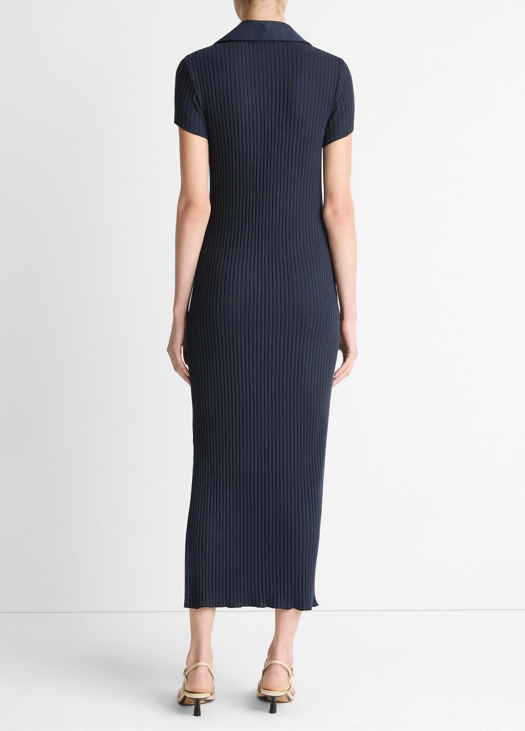 Ribbed Cotton-Blend Polo Dress in Dresses