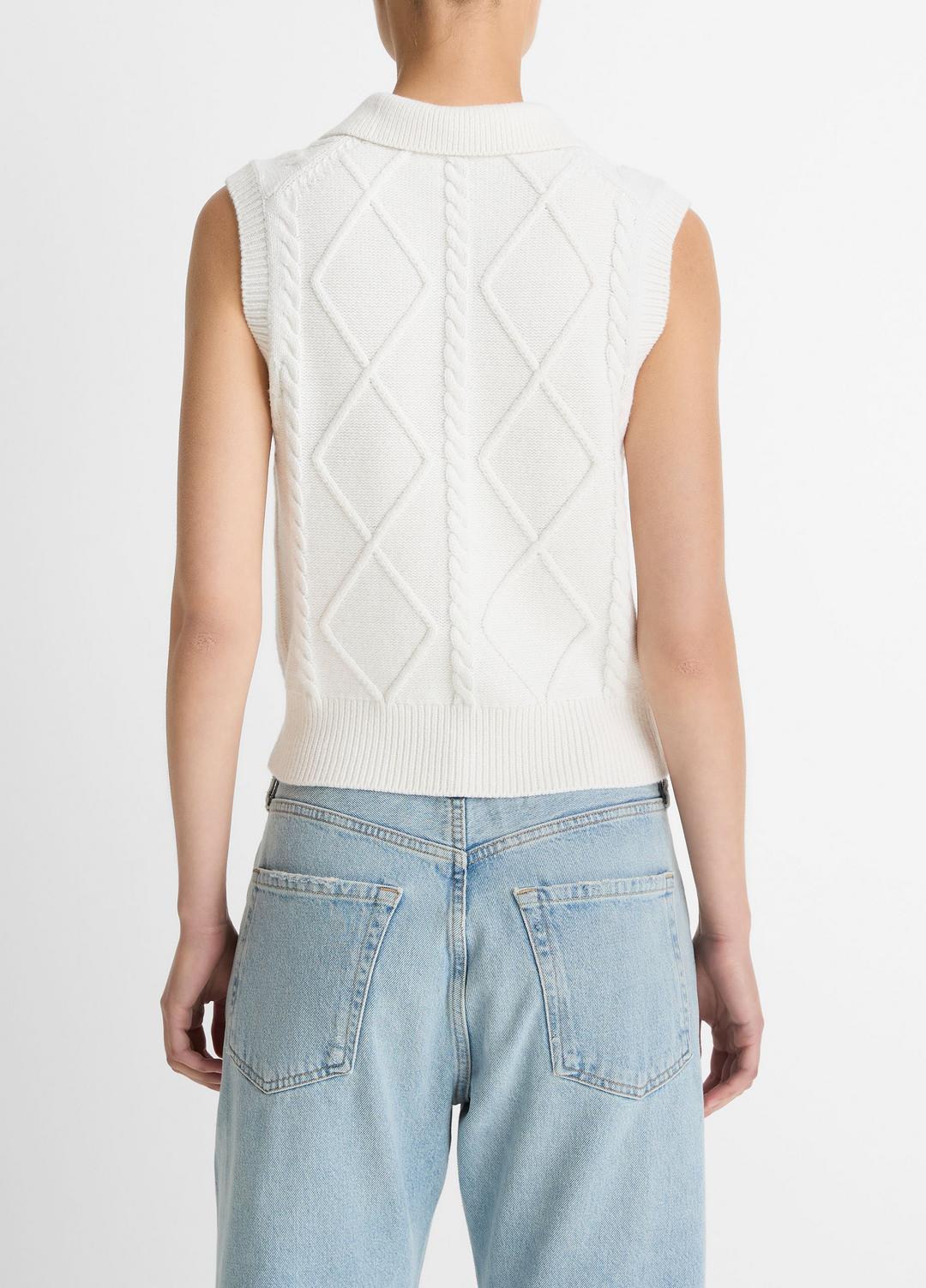 Cable-Knit Wool & Cotton-Blend Sweater Vest in V-Neck