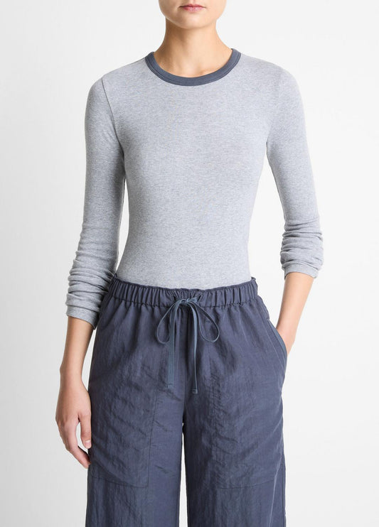Tipped Heathered Pima Cotton-Blend Long-Sleeve T-Shirt in Long Sleeve
