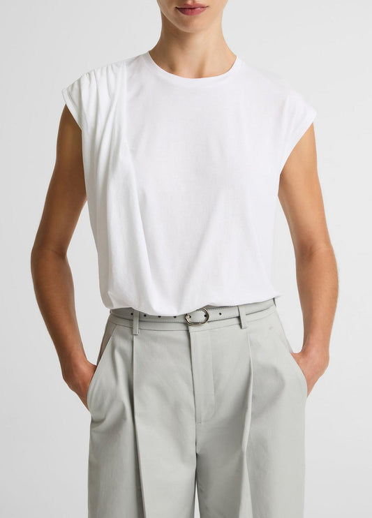 Pima Cotton-Blend Draped Relaxed Top in Tank Tops