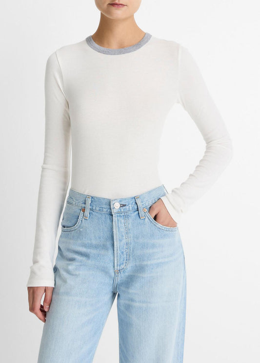 Tipped Heathered Pima Cotton-Blend Long-Sleeve T-Shirt in Long Sleeve