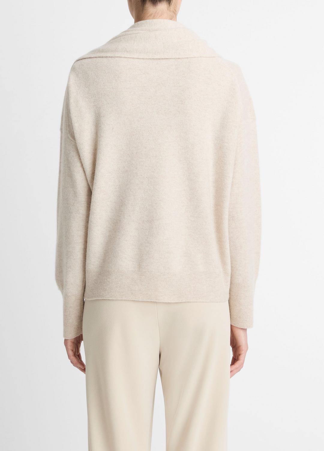 Draped-Shawl Wool-Cashmere Sweater in Turtleneck