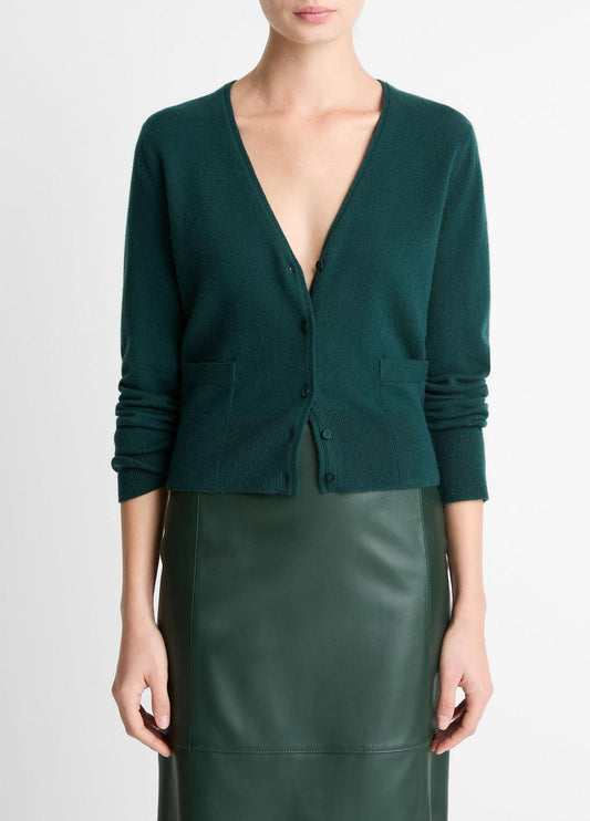 Satin-Trim Wool & Cashmere-Blend Cardigan in Cardigans