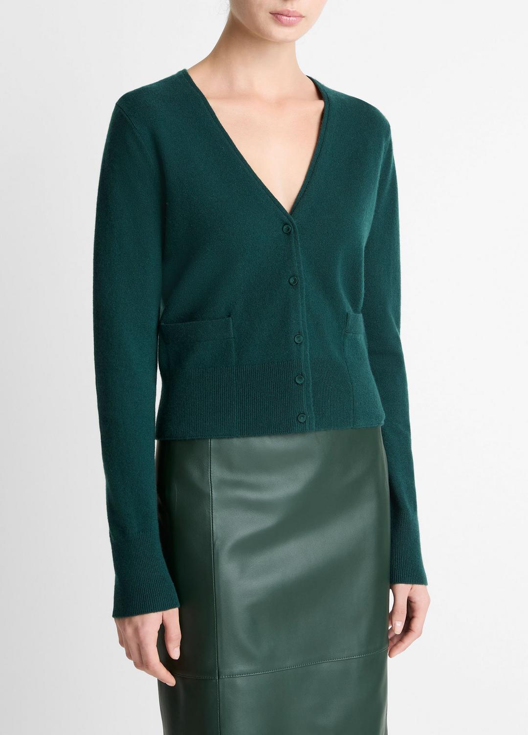 Satin-Trim Wool & Cashmere-Blend Cardigan in Cardigans