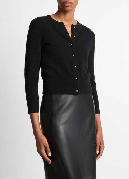 Metal-Button Wool & Cashmere-Blend Cardigan in Cardigans