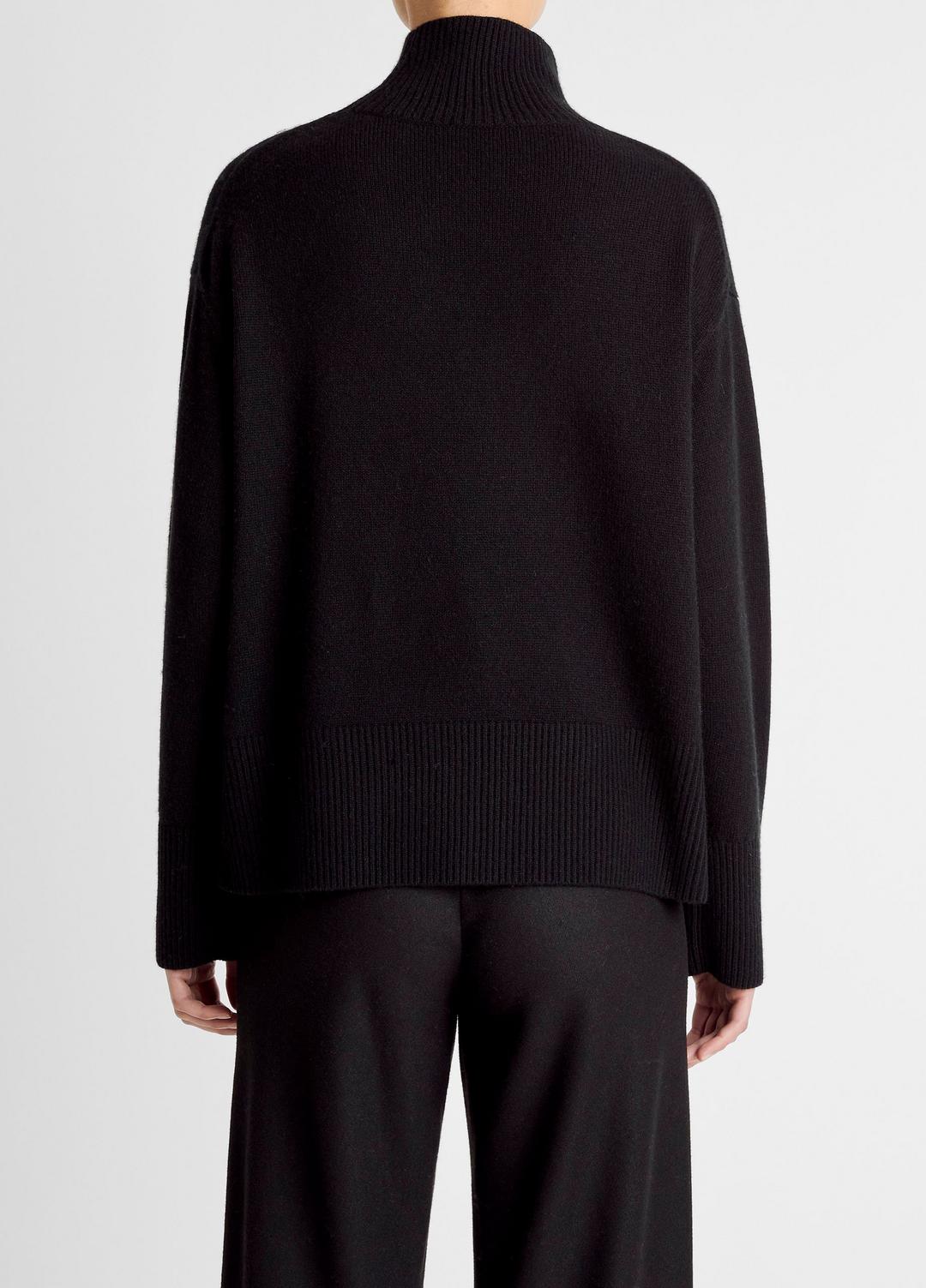 Wool-Cashmere Side-Slit Turtleneck Sweater in Turtleneck