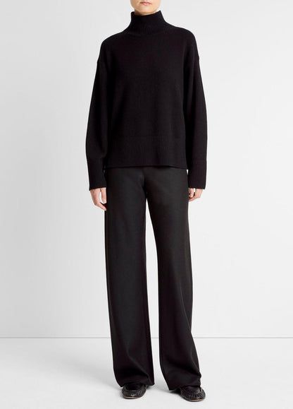 Wool-Cashmere Side-Slit Turtleneck Sweater in Turtleneck